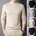 Men Fall Winter Sweater Knitted Solid Color Elastic Half-high Collar Long Sleeve Slim Fit Pullover Soft Warm Anti-pilling Men.