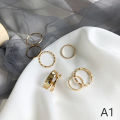 7pcs Fashion Jewelry Rings Set Hot Selling Metal Hollow Round Opening Women Finger Ring for Girl Lady Party Wedding Gifts Nicle.