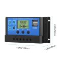 Solar Charge Controller for 12V/24V Adjustable LCD Display Solar Panel Battery Regulator Solar Panel Charge Controller with USB Port.