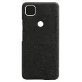 Phone Shell Cloth Pattern Leather Case Google Pixel Anti Drop Protective Cover Suitable for Google Pixel 4A(Black). 
