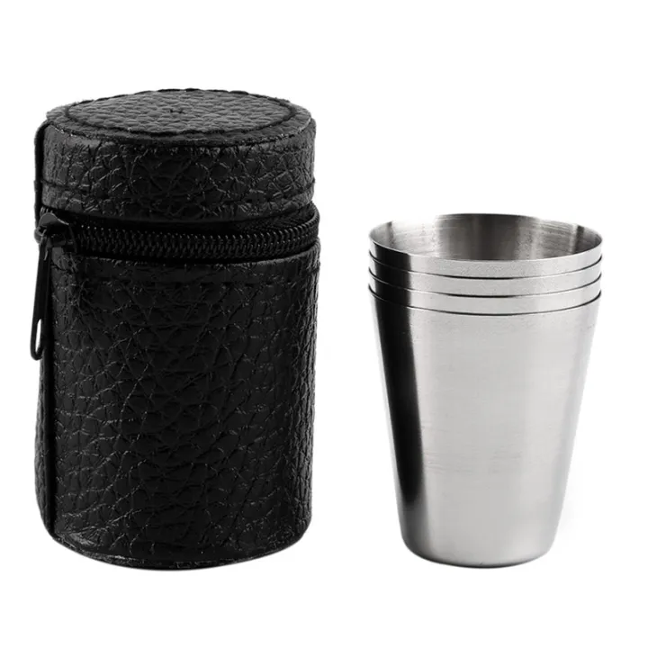 4%20Pcs%20%20Polished%2070ML%20Mini%20Stainless%20Steel%20SGlass%20Cup%20Drinking%20Glasses%20With%20Leather%20Cover%20Bag%20%20Portable%20Set%20-%20Image%202