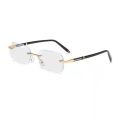 Rimless anti-blue light color-changing glasses, men's diamond cut-edged flat glasses, business square glasses frames, and myopia glasses.
