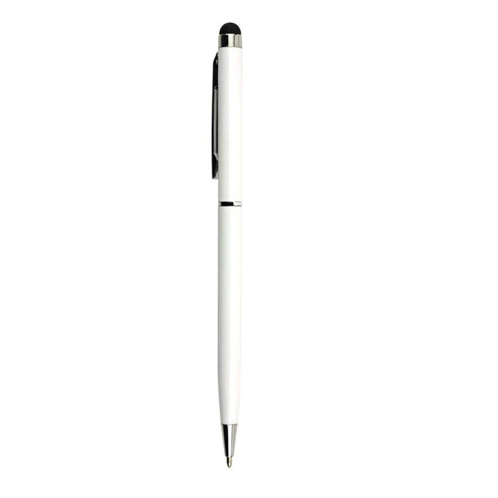 2 in 1 Capacitive Mobile Phone Touch Screen Stylus Pen with Cloth Head for Android Phone Tablet (White)