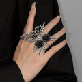 Vintage Punk Metal Black Rose Liquid Butterfly Opening Ring For Women Exaggerated Adjustable Animal Ring Aesthetic Jewelry Gift Qoddess.