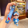 Creative cartoon jingle cat boy girl pendant blue fat doll cute keychain accessories couple gift wholesale. 