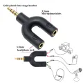 3.5mm U Shape Stereo Audio Jack Splitter Divider for Earphone Headphone 2 Way Splitter Adapter for Smartphone, Laptops. 
