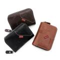 Dropshipping High Quality PU leather Business Card Holder Men Classic Retro Multi-function Multi-card Slot Zipper Id Card Holder.