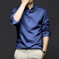 HoneyYami New Quality Stretch Anti-Wrinkle Men Shirts Long Sleeve Dress Shirt For Male Slim Social Business Blouse Solid Color Shirt S-6XL.