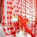 Pink  colour Love Heart Shaped Net Curtain/Porda. 