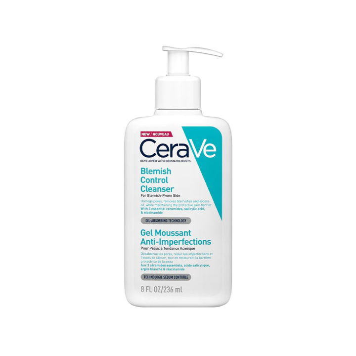 CeraVe Blemish Control Cleanser | Reduces the appearance of Blackheads and Blemishes | 236 mL (Made in France)