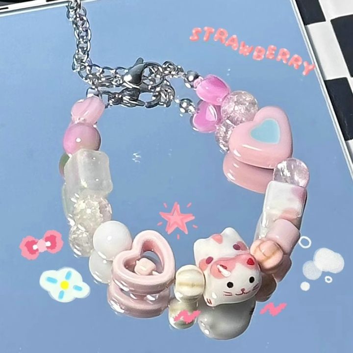 Cute%20Cartoon%20Fish%20Beads%20Bracelet%20Women%20Girls%20Sweet%20Black%20Pink%20Cat%20Rhinestone%20Bracelet%20New%20Korean%20Fashion%20Jewelry%20Gifts%20-%20Image%203