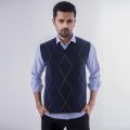 Navy Blue Sleeveless Sweater for Men. 