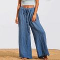 Lavish indulgent - Womens Cotton Linen Trousers Ladies Elasticated Loose Wide Leg Pants Palazzo - Sensible - Must Have - Durablity Assurance.