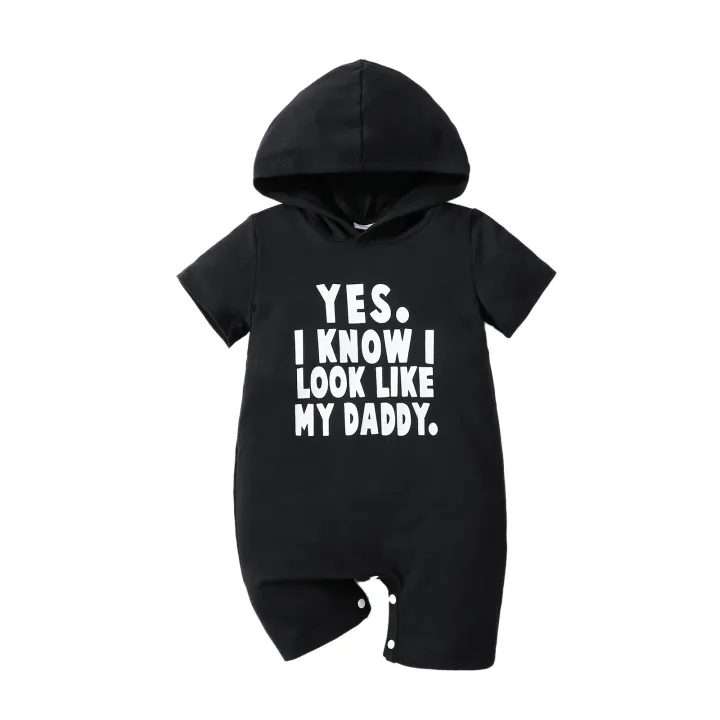 Baby%20Boys%20Casual%20Yes%20I%20Know%20I%20Look%20Like%20My%20Daddy%20Short%20Sleeve%20Hooded%20Romper%20Jumpsuit%20Clothes%20-%20Image%202