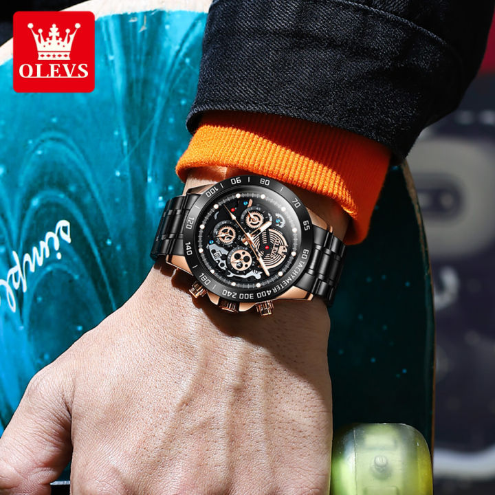 OLEVS%20Sports%20Watch%20for%20Men%20Stainless%20Waterproof%20%20Chronograph%20Quartz%20Multifunctional%20Calendar%20Black%20White%209921%20-%20Image%203