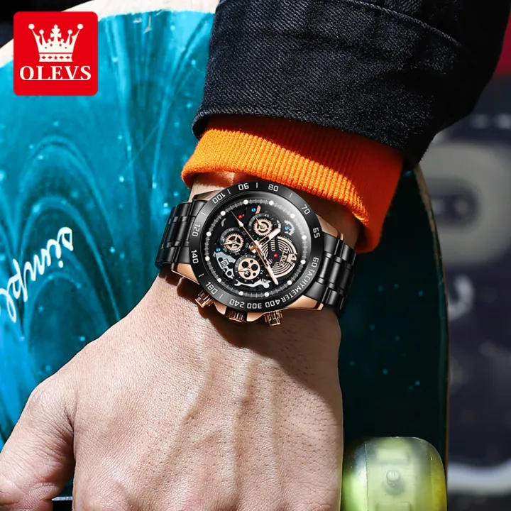 OLEVS%20Sports%20Watch%20for%20Men%20Stainless%20Waterproof%20%20Chronograph%20Quartz%20Multifunctional%20Calendar%20Black%20White%209921%20-%20Image%203