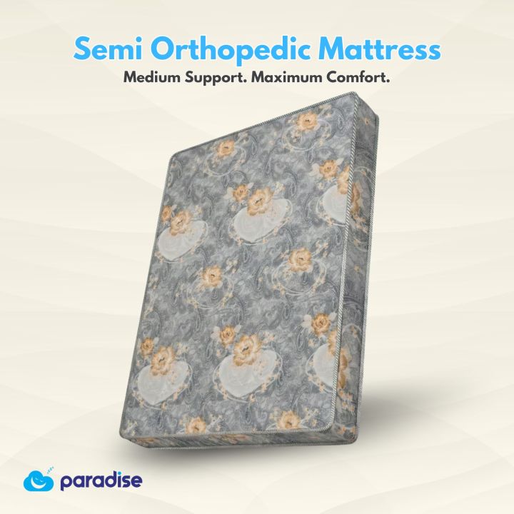 Paradise Semi Orthopedic Support Mattress | Medium Firm Feel for Balanced Comfort | 4 Inch Bed Mattress