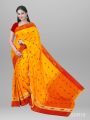Yellow pata design saree multicolor for woman.