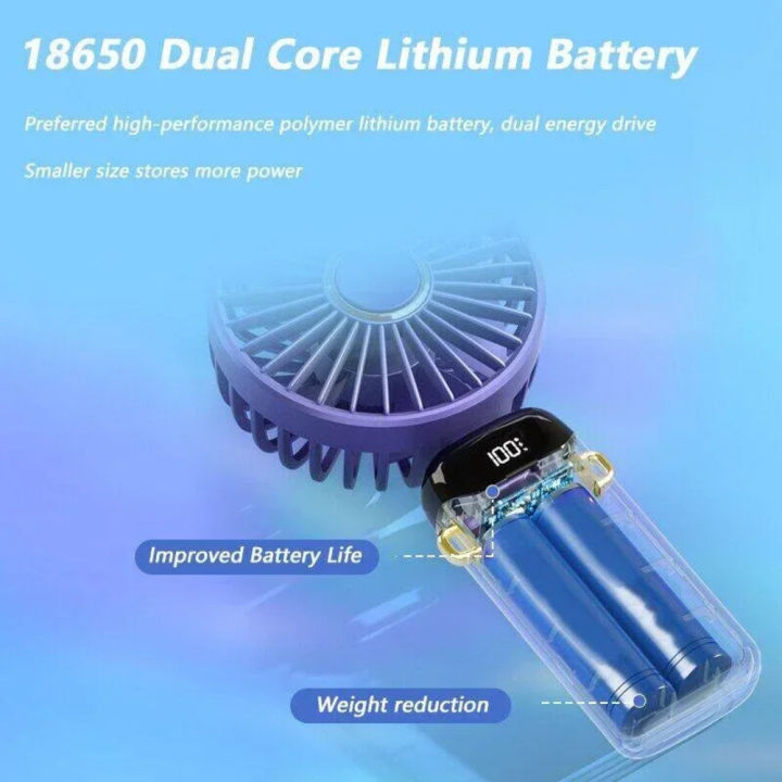 USB%20Handheld%20Mini%20Fan%20Foldable%20Portable%20Neck%20Hanging%20Fans%205%20Speed%20USB%20Rechargeable%20Fan%20with%20Phone%20Stand%20and%20Display%20Screen%20-%20Image%205