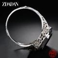 ZDADAN 925 Sterling Silver Big Square Emerald Gemstone Ring For Women Wedding Jewelry Accessories Wholesale.