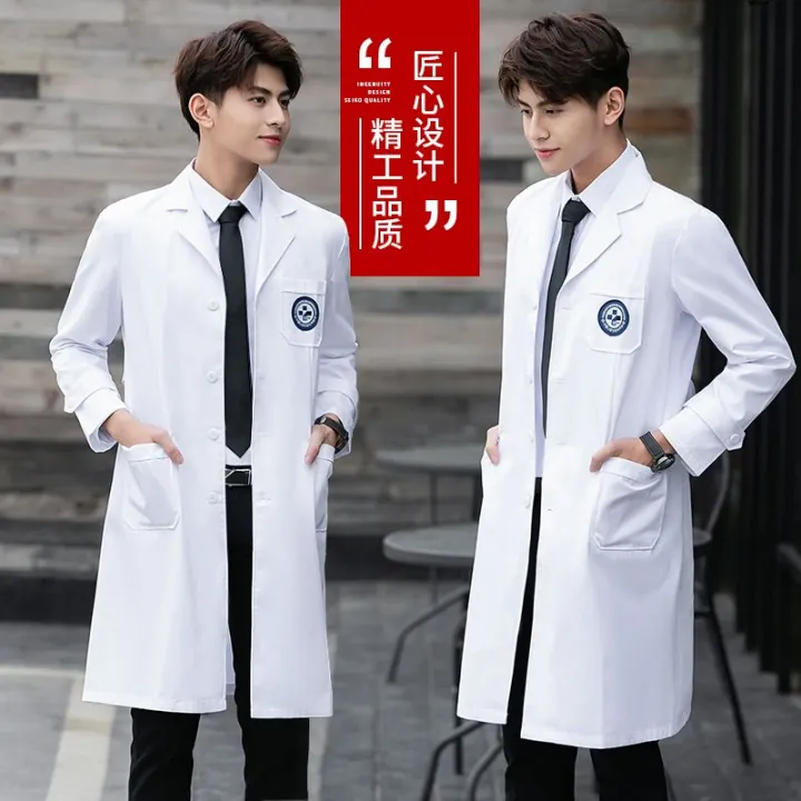 Korean%20Style%20White%20Gown%20Doctor's%20Overall%20Men's%20Overalls%20Summer%20Thin%20Short-Sleeved%20Clothes%20Lab%20Coat%20Nurse%20Beauty%20Salon%20-%20Image%203