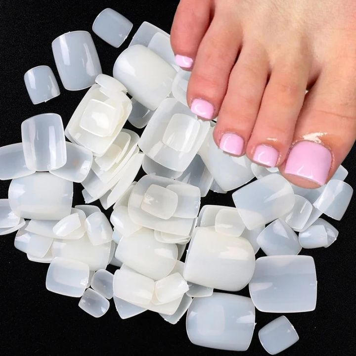 Full Coverage Square False Toenails Natural/Transparent/White Acrylic Nail Tips Nail Art Decorations Manicure Tool 100PCS