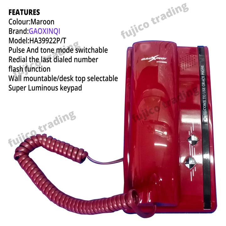 Gaoxinqi%20HA39922P/T%20Land%20Line%20Telephone%20or%20Intercom%20Set%20-Maroon%20-%20Image%202