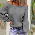 Loose Sweater Stylish Off Shoulder All Match Sweater Lady Winter Sweater Slash Neck Strapless Patchwork Top Streetwear.