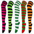 Trendy Women High Stockings Anime Stripe Socks Leg Warmth Over Knee Thigh Soft Dance Socks Ladies Preppy Cosplay Long Stocking.