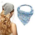 Women Bandana Elastic Soft Boho Hair Band Printed Hair Scarf Gifts Blue. 