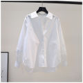 Design Sense Pleated Lace-up Long-Sleeved Pink Cotton Shirt Women's Loose Shirt2023Spring and Summer Artistic Temperament Top Fashion. 