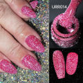 UR SUGAR 7.5ml Reflective Glitter Gel Polish Neon Color Sparkling Glowing in Dark Gel Semi Permanent UV French Nail Art Manicure.