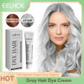 EELHOE Grandma Gray Hair Dye Cream Natural Long Lasting Coloring Unisex Smoky Gray Punk Style Professional Hair Dye Salon Wax. 
