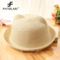 Fashion Lovely Girls Boys Straw Hats Headdress Summer Kids Baby Bucket Sun Hat Cute Ear Solid Floppy Beach Cap For Children. 