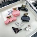 P Family Inverted Triangle Color Alloy Claw Women's 2024 New end Light Luxury High Horsetail Hair Accessories Shark Clip. 
