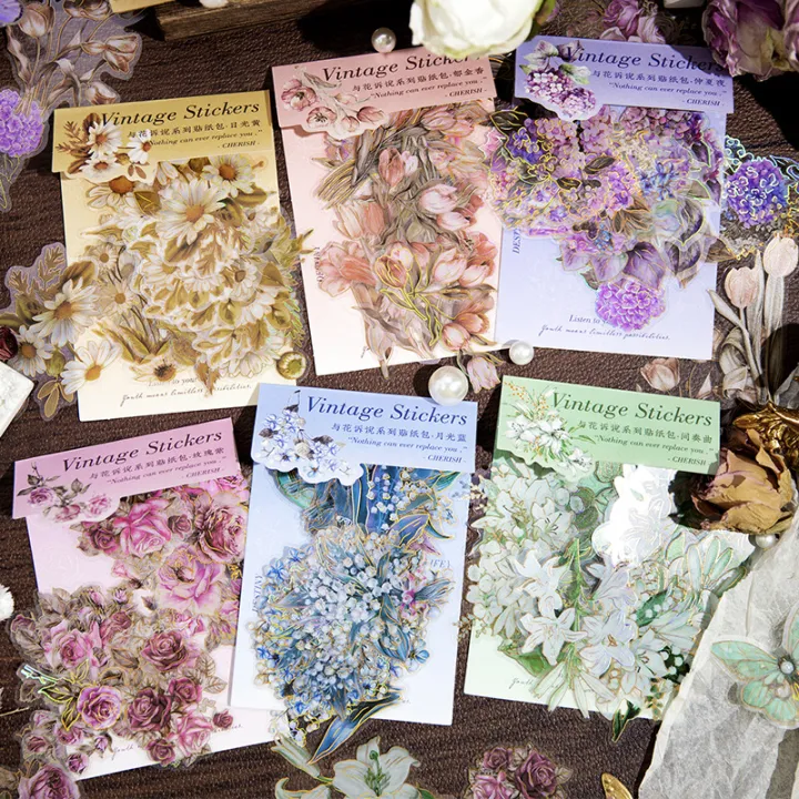 RHS Online 20PCS Speak to Flowers Series PET Stickers Diary Journaling ...