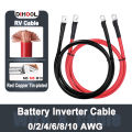 Battery Inverter Connection Cable Set with Terminals 8/6/4/2 AWG 10/16/25/35mm2 UPS Wire Stranded Red Copper Core Tin-plated Lug. 