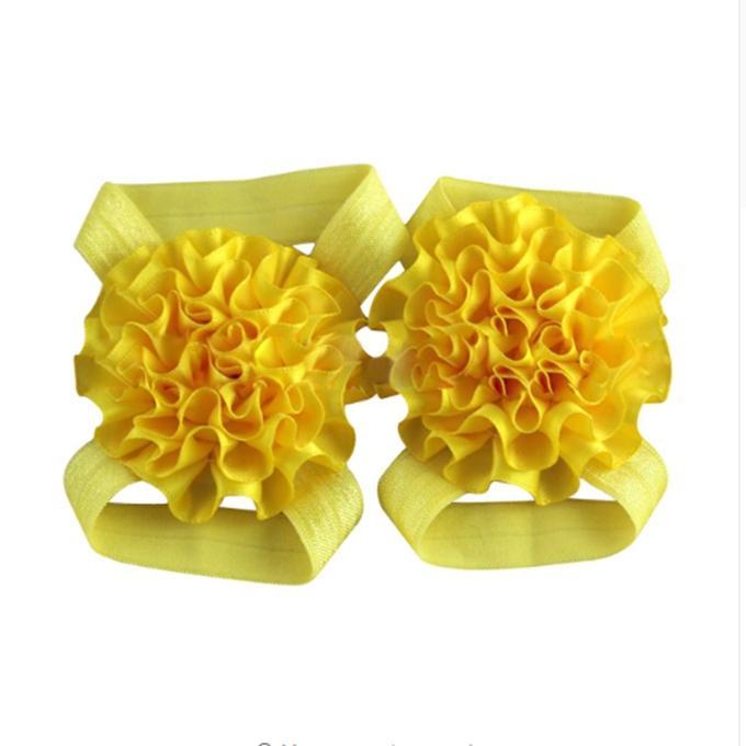 Yellow Ribbon Bare Foot Sandal For Girls