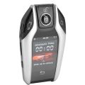 Car Smart Key Keyless Entry LCD Touch Screen Remote Control Key Anti Lost Car Key Fob for One Button Start Car Silver.
