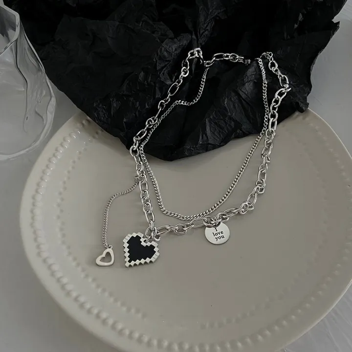 Trendy%20Punk%20Mosaic%20Pixel%20Double%20Layer%20Necklace%20Charm%20Gothic%20Clavicle%20Chain%20Metal%20Black%20Heart%20Pendant%20Necklace%20for%20Women%20Girls%20Party%20Jewelry%20Gift%20-%20Image%205