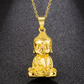 Gold-plated Buddha head chanting Buddhist scriptures, Buddha pendant, auspicious ornaments, sand gold Buddha head pendant. 