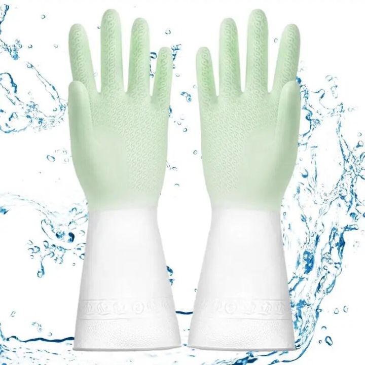 Rubber Gloves Kitchen Cleaning Gloves Waterproof Household Rubber Dishwashing Cleaning Gloves For Dishesand Household Chores