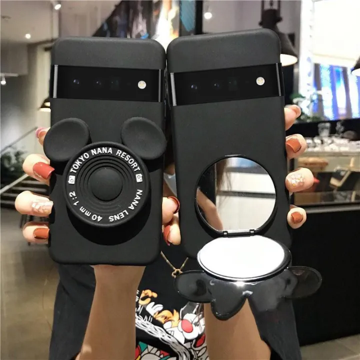Phone%20Case%20For%20Google%20Pixel%206A%20Back%20CoverMakeup%20Mirror%20Soft%20Cute%20Cartoon%20Camera%20Stand%20Silicone%20Cases%20for%20Google%20Pixel%206A%20Back%20Cover%20Casing%20-%20Image%204