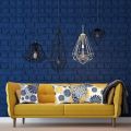 NANLIY Throw Pillow Covers 18x18 Inch Set of 4,Navy Blue Gold Oversized Flower Geometry Square Pillow Cushion Cases. 