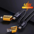 Multifunctional Mecha 4 in 1 Fast Charging 65watt PD Cable with Data Transfer for iPhone, Samsung and Others. 