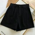 Crescent City Shorts Women's Summer Korean Style Student Casual Loose Suit Pants High Waist All-Matching Black Wide-Leg Pants Fashion.