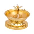 Ghee Lamp Holder Alloy Altar Supplies Tibetan Dimmable Tea Light Holder for Tabletop Bedroom Home Living Room Decoration.
