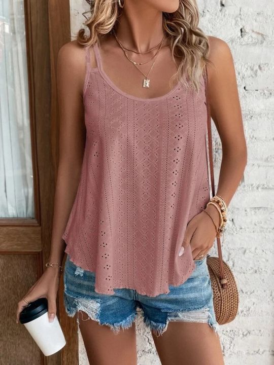 Large%20Big%205xl%20Women%20Leisure%20Simple%20Boho%20Camis%20Tops%20Women's%20Hollow%20Out%20Top%20Pullovers%202024%20New%20Summer%20Casual%20Beach%20Shirts%20Clothing%20-%20Image%203