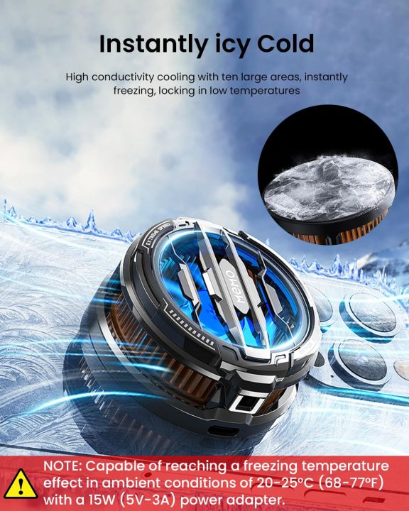 GEARBEST GEARBEST Phone Cooler Gaming Fan, Semiconductor Fast Cooling Fan, Freezing Constant Cooling Temperature USB Phone Cooler for Gaming Mobile Cooler Fan for iPhone 12+ or iPad, Phone Cooler for Live Streaming