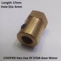 17mm Length COOPER Hex Motor Shaft Coupling 6mm Brass Hex Coupler 17mm For DC Gear Motor Shaft Smart Toy Car Wheels Joint. 